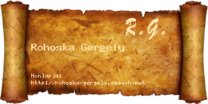 Rohoska Gergely névjegykártya